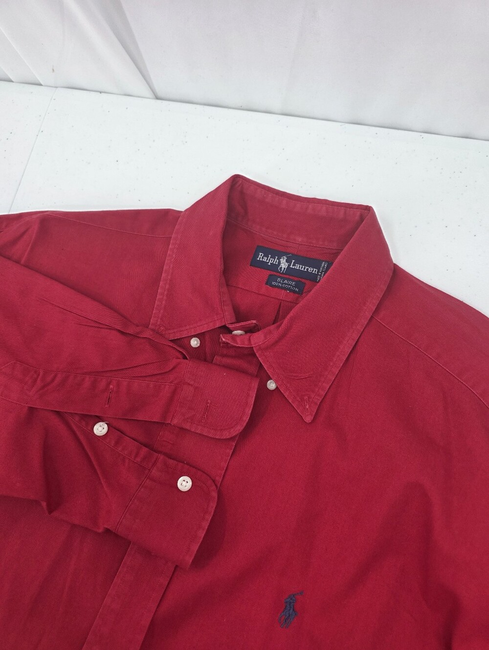 Vintage‎ Ralph Lauren Blaire Long Sleeve Button Down Shirt Red Men's Size XL.